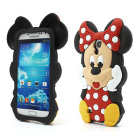 Силиконов гръб тпу 3D Мinnie Мouse с панделка за Samsung Galaxy S4 I9500 / S4 I9505 / S4 Value Edition I9515 черен